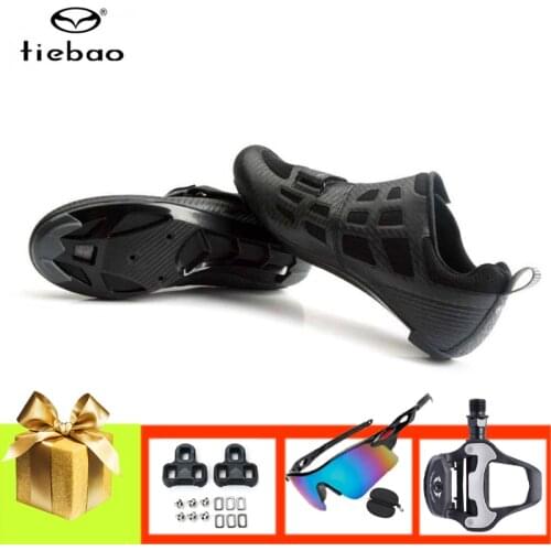 Tiebao Road Bicycle Sneakers Add Pedals Men Women Triathlon Breathable Self-locking Sapatilha Ciclismo Wear-resistant Flat Shoes