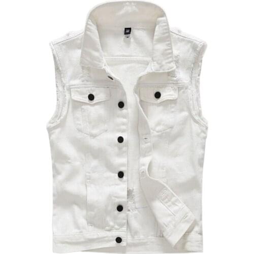 Hot New Brand Vest Male Denim Vest Vintage Sleeveless Washed Jeans Waistcoat Man Cowboy Ripped Jacket Casual Vest Men Size M-5XL