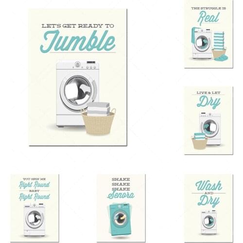 Linen bedroom decoration printing living and drying modern minimal dryer art poster washing machine laundry wall decoration wate