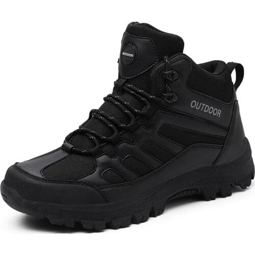 Military Men Boots Wear-Resistant Hiking Shoes Breathable Casual Outdoor Sneakers Leather Tactical Combat Hunting Ankle Boot