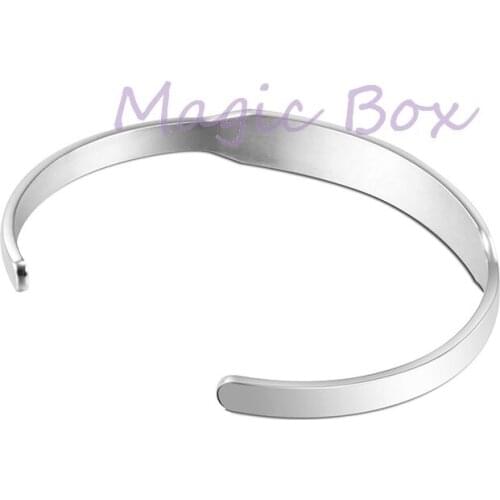 Men and women silver stainless steel bracelet fashion simple carved flower bracelet personality letter bracelet gift for friend