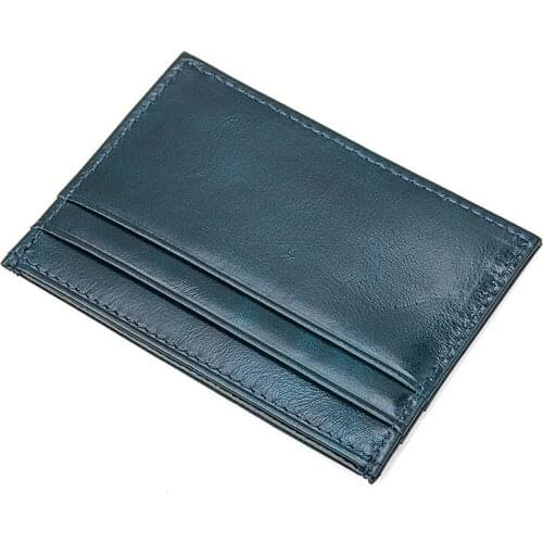 Genuine Cow Leather Mens Card Holder Slim Wallet Suit Pocket Purse For Business ID Card Holder R-8174