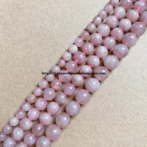 Natural Stone Smooth B Quality Strawberry Quartz Round Loose Beads 15" Strand 6 8 10 MM Pick Size For Jewelry Making DIY