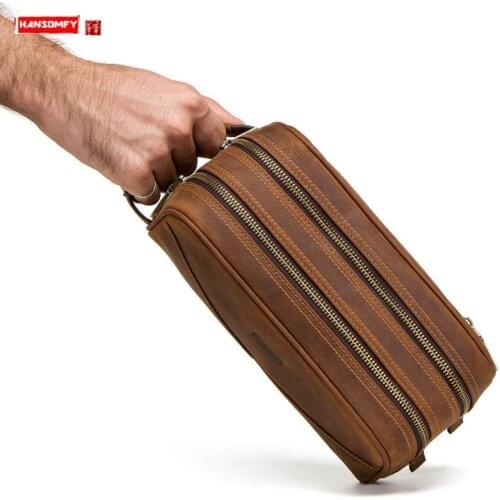 New Supply Casual Genuine Leather Men Clutch Bag Fashion Leather Multi-Function Wash Bags