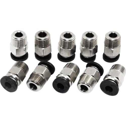 Pc4-M10 Male Straight Pneumatic Pefe Tube Push For E3D-V6 Fitting Connector Bowden Extruder 3D Printer (Pack Of 10Pcs)