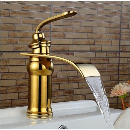 Luxury Style Bathroom Basin Sink Faucet Solid Brass Oil-rubbed Bronze With Rose Golden Waterfall Tap Torneira Banheiro