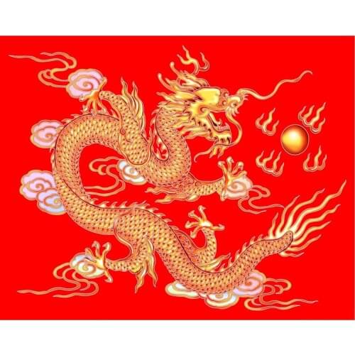 Handicraft painting Diamond Embroidery The Chinese dragon Red dragon Fireball Diamond Painting cross stitch Square Full Drill