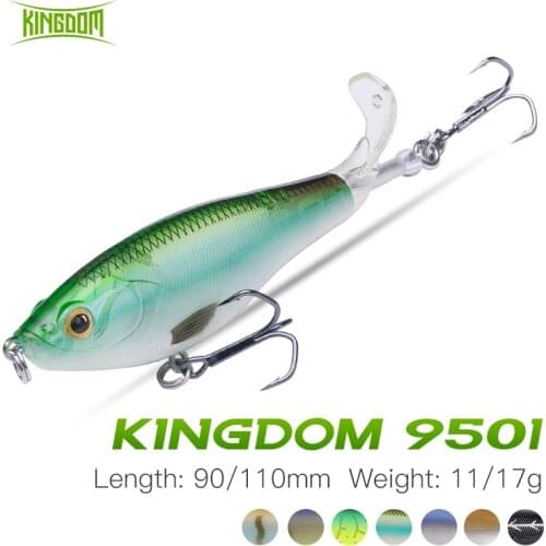 Kingdom Pencil Fishing Lures 90mm 110mm Topwater Soft Rotating Spinning Tail Swimbait For Seabass Lures Perch Carp Trolling
