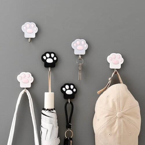 Self-Adhesive Wall Hanging Hook Cat Paw Decorative Hooks Key Hooks Kitchen Cabinet Door Hooks for Hanging Home Organizer Hangers