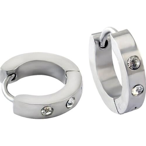 ZS New Fashion Earlobe Pierced With Hoop Gauge 6mm And 9 Mm Surgical Steel Huggie Piercing Earring Silver Color Hoop Earrings