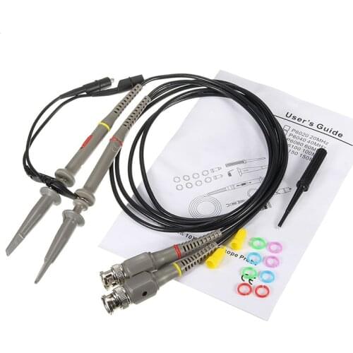 P6100 2Pcs High Quality kit Oscilloscope Probe 1X 10X 100MHz Alligator Clip Test Probe sonda osciloscopio