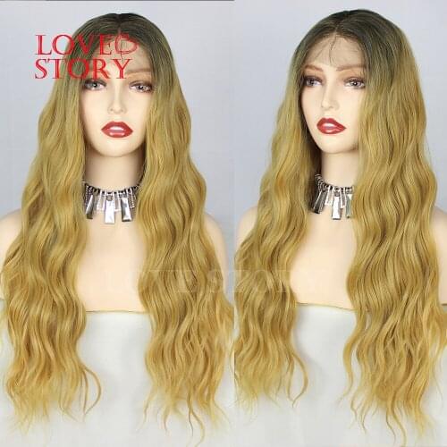 Lovestory Loose Wave Synthetic Lace Front Wig With Combs&Straps Two Tone Ombre Synthetic Replacement Wigs