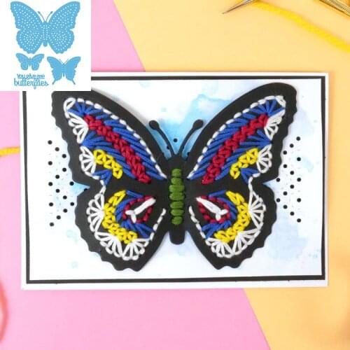 Stitched 3pcs Butterflies You give me butterflies Cutting Set for DIY Scrapbooking Craft Paper Cards Embossing Dies 2021 New