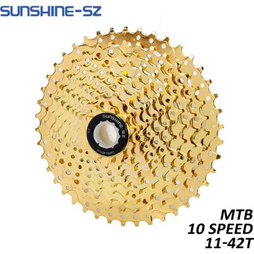 Sunshine Mountain Bike 10 Speed Velocidade Bicycle Cassette MTB Freewheel Gold Sprocket 42T for SHIMANO SRAM