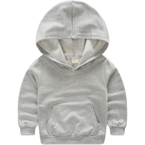 Boys Sweatshirt Solid Color Hooded Childrens Cotton Jacket