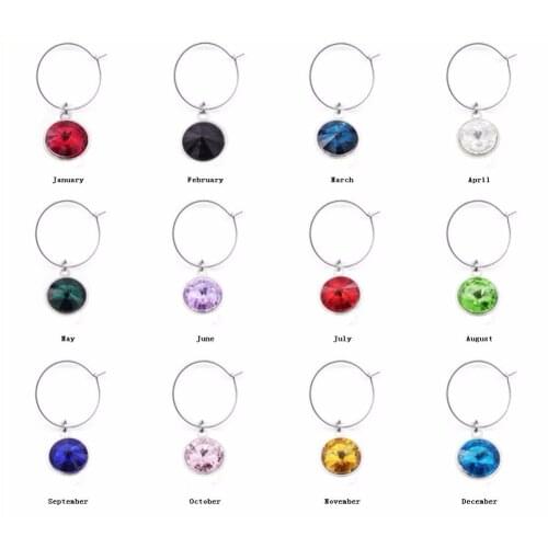 Wine Charms Goblet Champagne Wine Glass Charms with birthstone Cup Centerpieces Accessories Party Supplies Wedding Decoration