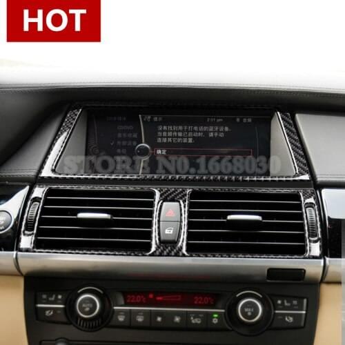Carbon Fiber Interior Console GPS Navigation & Air Vent Frame Cover For BMW X5 E70 2008-2013 X6 E71 2009-2014 Car accesories