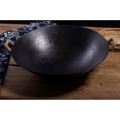 ZhenSanHuan Handmade Cast Iron wok No Coating No painting Healthy Long Lasting