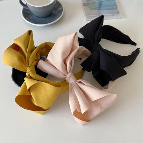 Big bow headbands fashion hair accessories womens solid color fabric wide-edge temperament hairband boutique hair band headwear