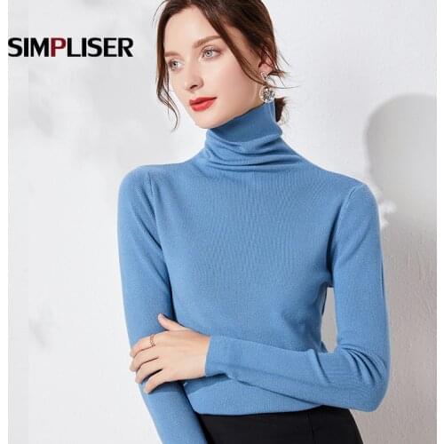 Turtleneck Sweaters Women Long Sleeve Soft Cashmere Pullovers Blue Green Ladies Bottoming Shirts 2020 Winter Autumn Femme Pull