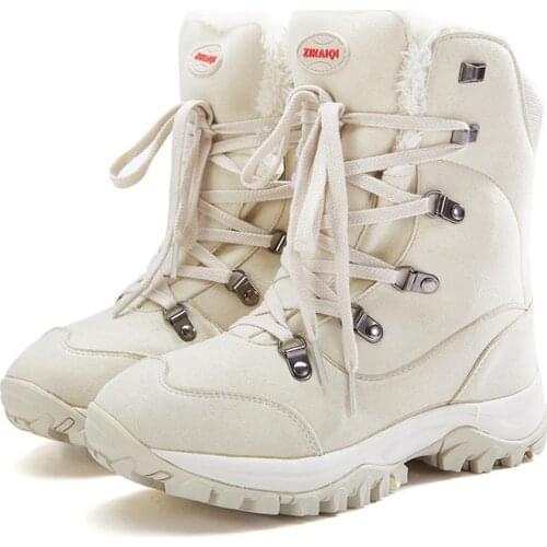 Women winter outdoor hiking trekking boots ladies waterproof breathable wool liner snow boots women non-slip snow shoes for-40c