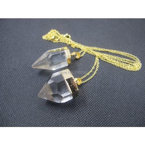 Real Clear Quartz Necklaces For Women Crystal Gem Stone Quartz Pendant Necklace 5pcs/lot