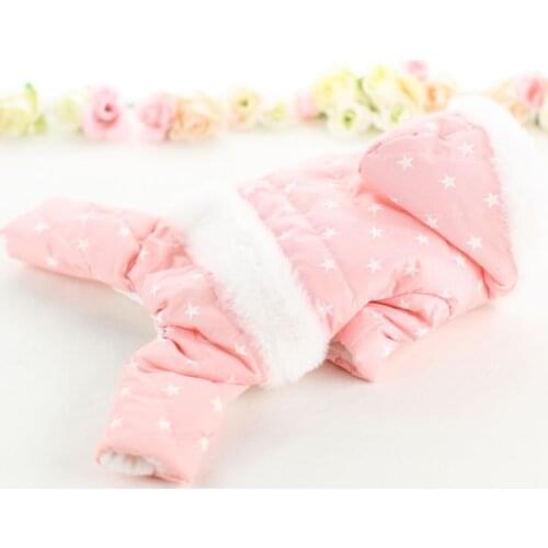 Cold-weather Pet Winter Dog Clothes Stars Printed Costume Waterproof 4-legged Hooded Coat Thickening Jumpsuit For Dogs Hoodies