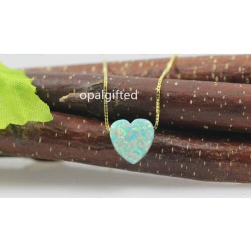 1pc/lot)Free Shipping 10mm Hot Sale Baby green heart necklace 925 silver synthetic opal with cheaper price sale on Aliexpress