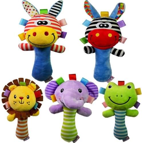 1Pcs Soft Baby Kid Toy Ring Bell BB Baby Plush Rattle Squeaker Doll Rod Cartoon Animal Musical Early Educational Plush Toy
