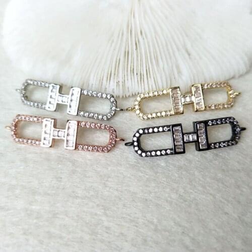 10 Pieces CZ zircon Micro Pave Connector Double Bails Beads Charm DIY Bracelet necklace Jewelry Finding CT292