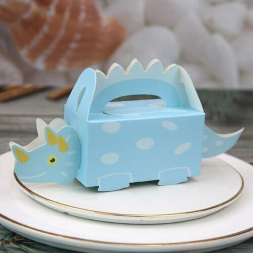 10pcs Dinosaur Candy Box Baby Shower Blue Green gifts Cookie Box Treat Kids Birthday Paper Boxes Candy Packaging Party Supplies