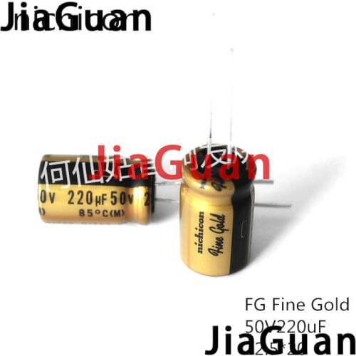 10PCS NICHICON FG 50V220UF 12.5x20MM fine gold 220UF 50V FineGold 220UF50V MUSE Audio Capacitor 220UF/50V
