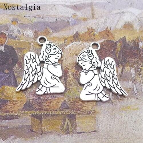 Free Shipping A little Angel Antique Silver Plated Charms Pendant Fit Jewelry Making DIY Jewelry Findings 10pcs 25x15mm
