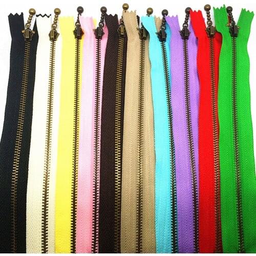 2pcs 20 cm 8 (inch) ball shape bronze zipper metal zipper sewing DIY bag process