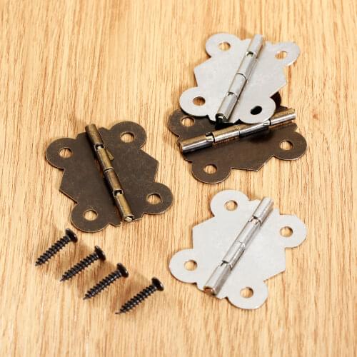 2pcs Cabinet Hinges 40x34mm Butterfly Iron Hinges Antique Bronze/Silver Wood Box Hinges Furniture Fittings