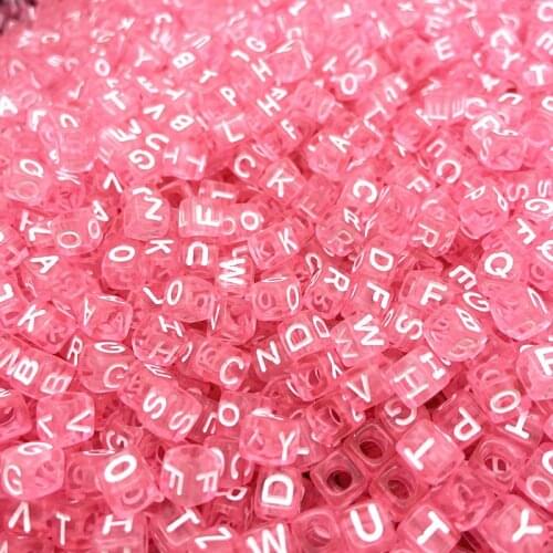 26 Letter Pink Acrylic Beads Flat Dice Loose Spacer Charm Jewelry Making Diy Bracelet Earring Toy Accessories 6mm Alphabet Beads