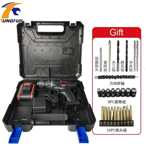 36VF Lithium Drill Rechargeable Flashlight Drill Multi-Function Electric Screwdriver Pistol Drill Toolbox Electric Drill