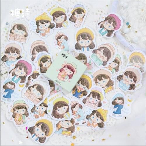 45Pcs/pack Kawaii Emotion Feelings Cute Girl Life Decorative Planner Stickers DIY Diary Scrapbooking Phone Index Seal Stickers
