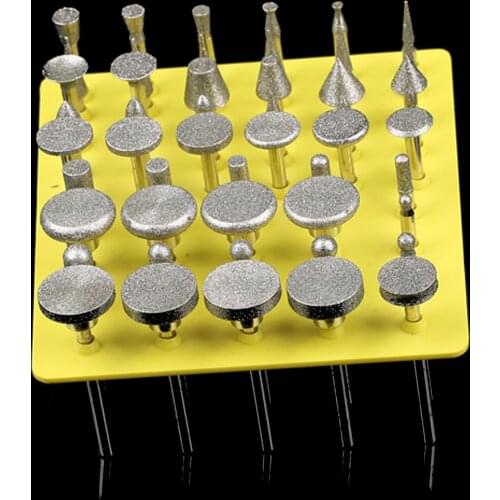 50pcs/setDiamond Tipped Coated Rotary Grinding Head Jewelry Lapidary Burr Grit Diamond Grinding Grinder Head Glass