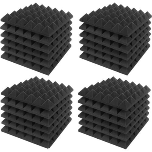 24 Pcs Acoustic Foam Panel, Sound Insulation Treatment Studio Wall Liner Sound-Absorbing Fireproof Pyramid Wall Panel CNIM Hot