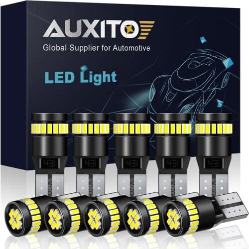 AUXITO 10x T10 W5W LED Bulb No Error 168 194 LED Bulbs for VW Polo Golf 4 5 6 7 Touran Caddy Beetle Car Interior Light Auto Lamp
