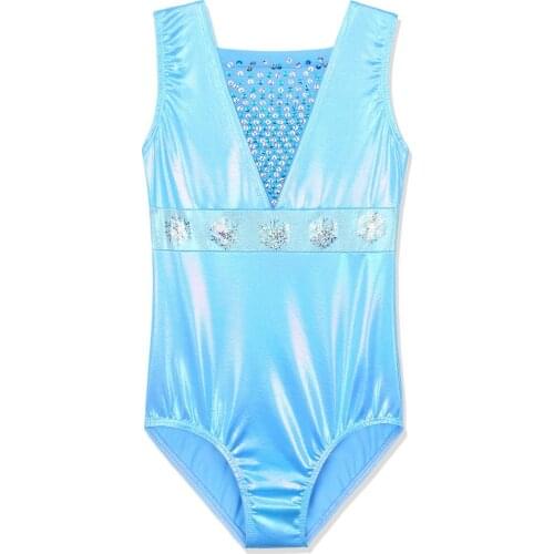 BAOHULU 4-12 Years Girls Ballet Leotard Sequin Sleeveless Gymnastics Child Dancing Cloth Costumes Athletic Acrobatics for Girls