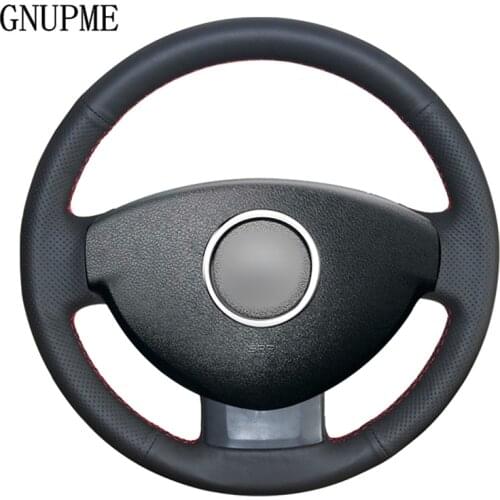 GNUPME DIY Steering Wheel Cover Artificial Leather Black Car Steering Wheel Cover for Renault Duster Dacia Duster 2011-2015