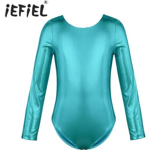 IEFiEL Kids Girls Long Sleeves Figure Skating Ballet Dance Costumes Gymnastics Leotard Jumpsuit Bodysuit Dancing Ballerina