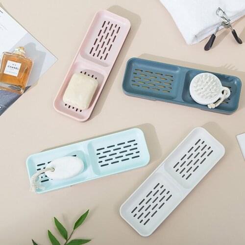 Double Layer Soap Drain Holder Bathroom Wall Mounted Storage Rack Soap Box Kitchen Dishes Drain Sponge Hanging Rack U3
