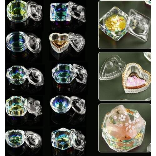 Hot Sale 1PC Acrylic Powder Liquid Crystal Glass Dappen Dish Lid Bowl Cup Holder Manicure Equipment Nail Tool For Nail Art