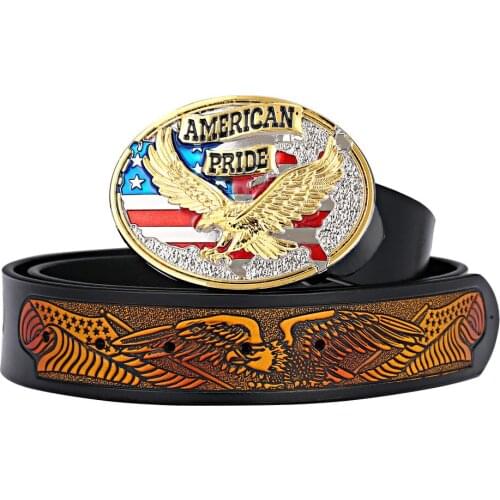 KDG western cowboy zinc alloy two-color winged eagle belt buckle men and women matching jeans leather embossed craft belt access