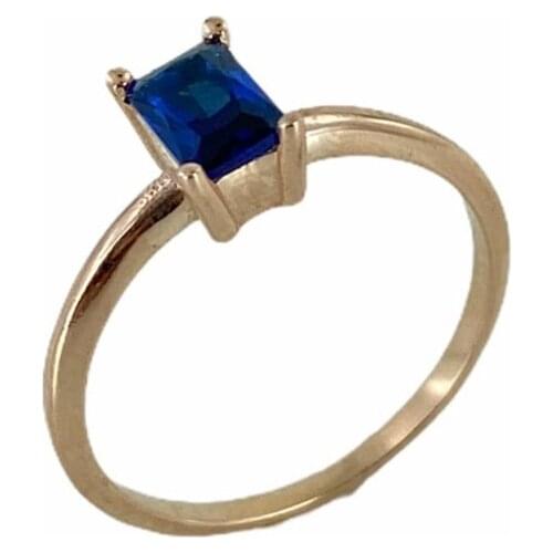 Tiny Baget Sapphire Stone Golden Montür 925 Silver Ring