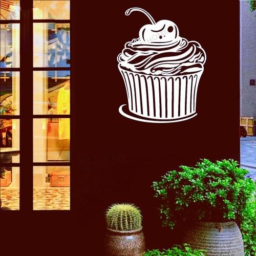 Creative Cupcakes Wall Decal Sweets Dessert Pastry Cafe Baking Cake Shop Interior Decor Vinyl Window Glass Wall Sticker rb295