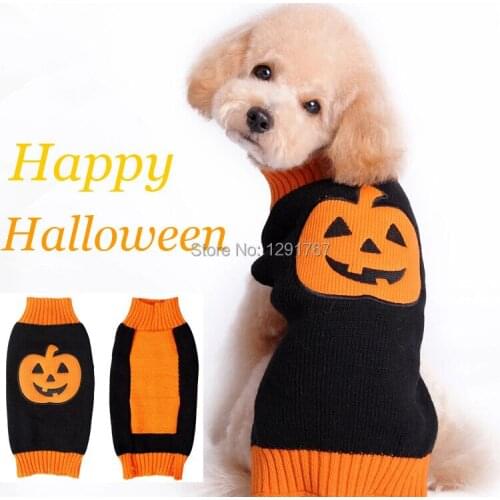 Cute Pet cat dog sweater for autumn winter warm knitting crochet pumpkin halloween clothes for dogs chihuahua dachshunds pitbull